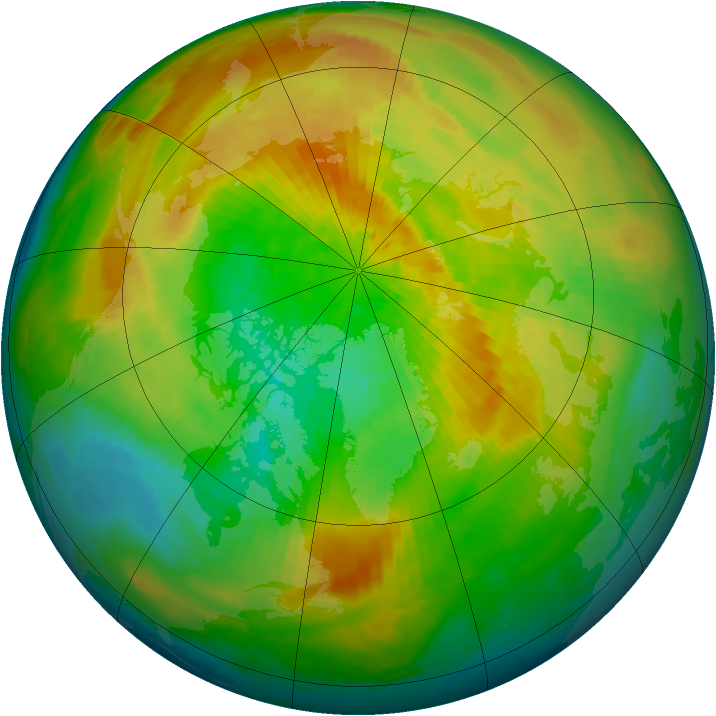 Arctic ozone map for 24 March 1993